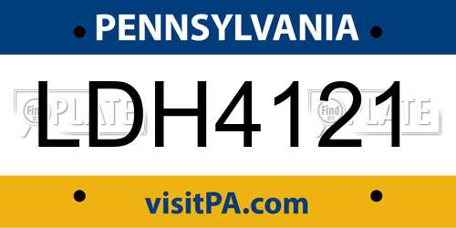 LDH4121 Pennsylvania License Plate
