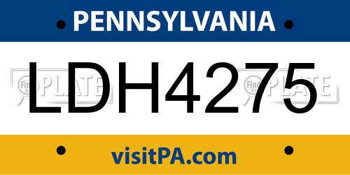 LDH4275 Pennsylvania License Plate
