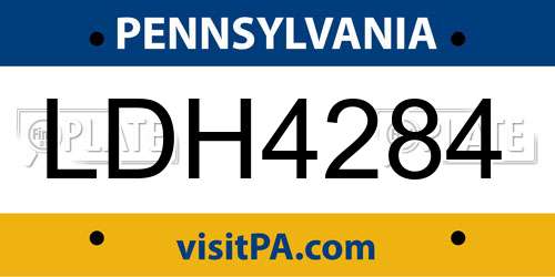 LDH4284 Pennsylvania License Plate