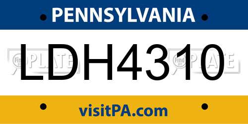 LDH4310 Pennsylvania License Plate