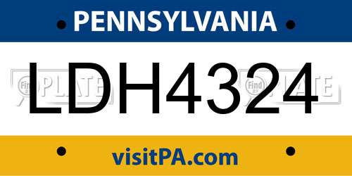 LDH4324 Pennsylvania License Plate