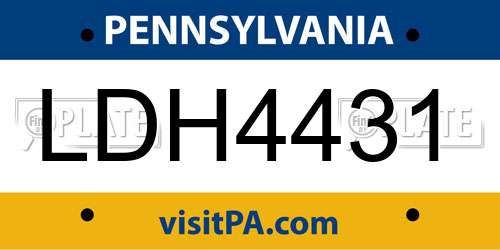 LDH4431 Pennsylvania License Plate