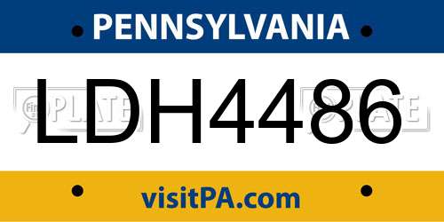 LDH4486 Pennsylvania License Plate