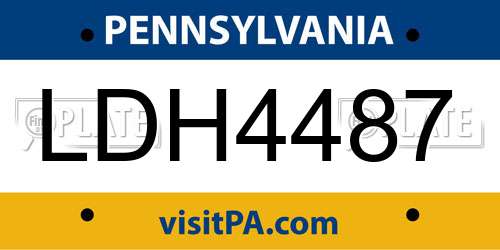 LDH4487 Pennsylvania License Plate