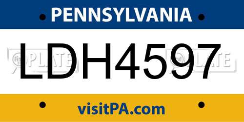 LDH4597 Pennsylvania License Plate