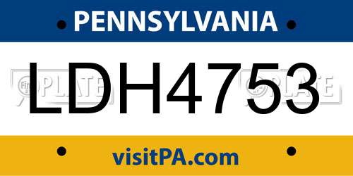 LDH4753 Pennsylvania License Plate