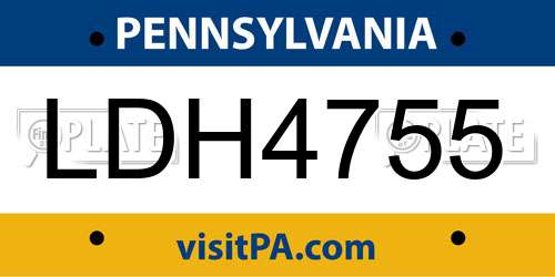 LDH4755 Pennsylvania License Plate