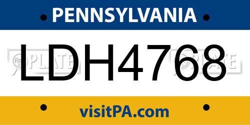 LDH4768 Pennsylvania License Plate