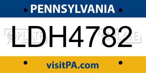 LDH4782 Pennsylvania License Plate