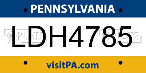 LDH4785 Pennsylvania License Plate