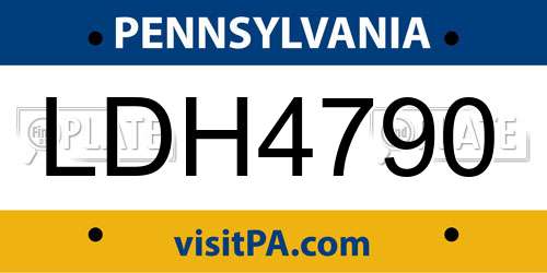 LDH4790 Pennsylvania License Plate