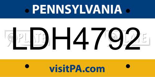 LDH4792 Pennsylvania License Plate