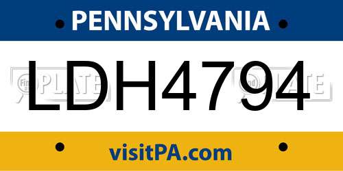 LDH4794 Pennsylvania License Plate