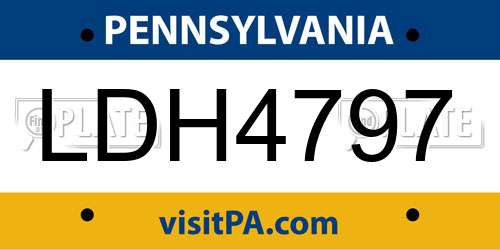 LDH4797 Pennsylvania License Plate