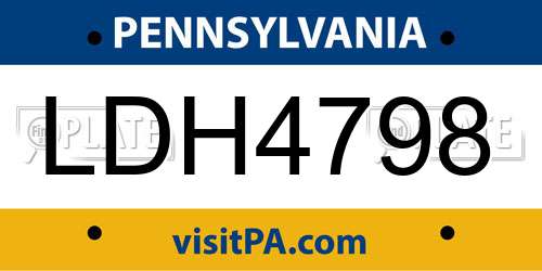 LDH4798 Pennsylvania License Plate