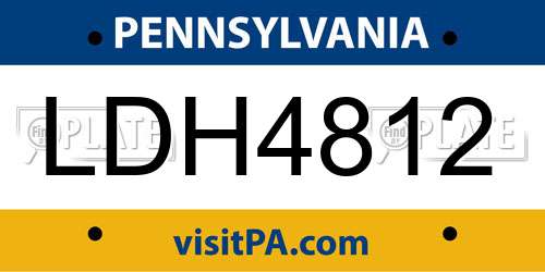 LDH4812 Pennsylvania License Plate