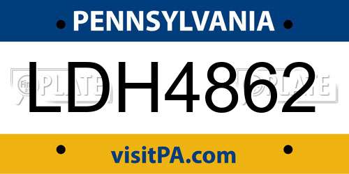 LDH4862 Pennsylvania License Plate