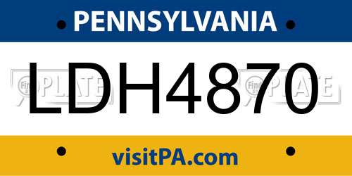 LDH4870 Pennsylvania License Plate