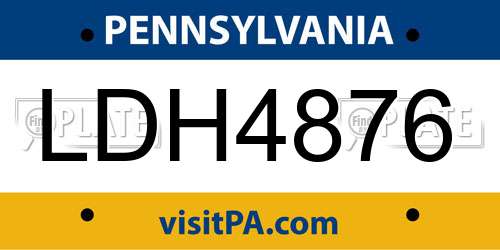 LDH4876 Pennsylvania License Plate