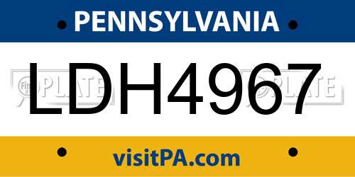 LDH4967 Pennsylvania License Plate