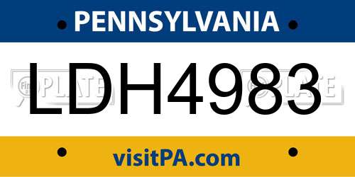 LDH4983 Pennsylvania License Plate