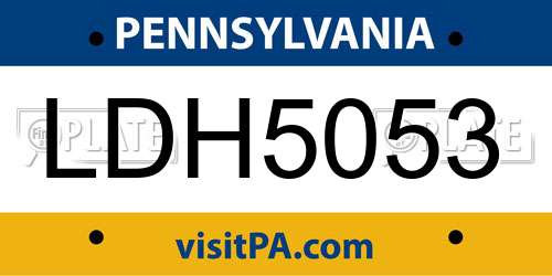 LDH5053 Pennsylvania License Plate