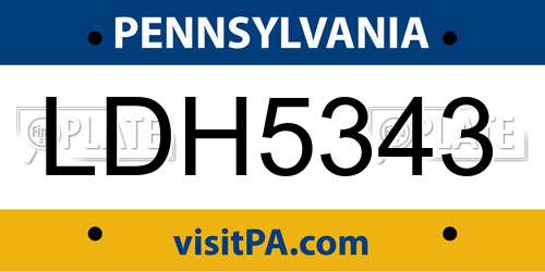 LDH5343 Pennsylvania License Plate