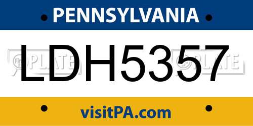 LDH5357 Pennsylvania License Plate