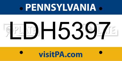 LDH5397 Pennsylvania License Plate
