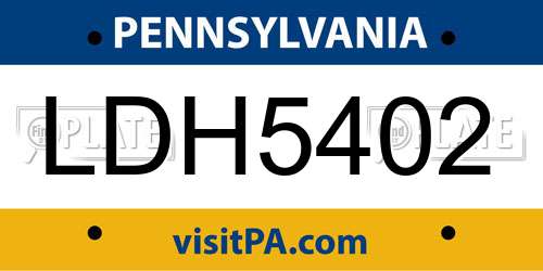 LDH5402 Pennsylvania License Plate