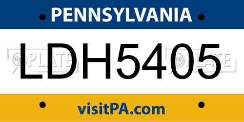 LDH5405 Pennsylvania License Plate