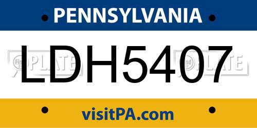 LDH5407 Pennsylvania License Plate
