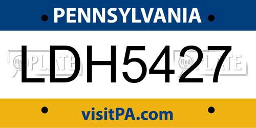 LDH5427 Pennsylvania License Plate