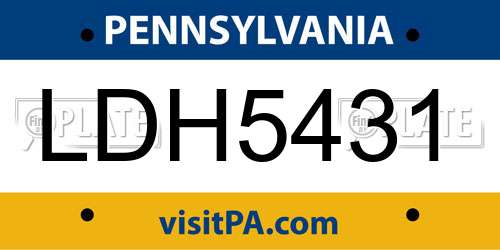 LDH5431 Pennsylvania License Plate