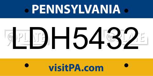 LDH5432 Pennsylvania License Plate