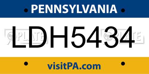 LDH5434 Pennsylvania License Plate