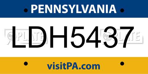LDH5437 Pennsylvania License Plate