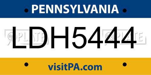 LDH5444 Pennsylvania License Plate