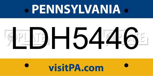 LDH5446 Pennsylvania License Plate