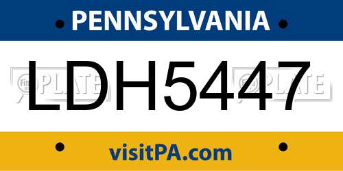 LDH5447 Pennsylvania License Plate
