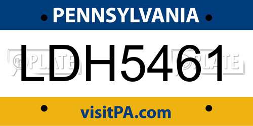 LDH5461 Pennsylvania License Plate
