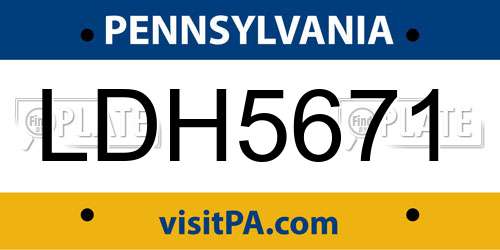LDH5671 Pennsylvania License Plate