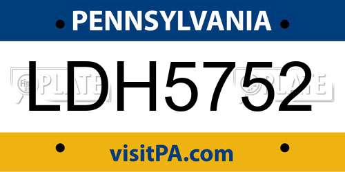 LDH5752 Pennsylvania License Plate