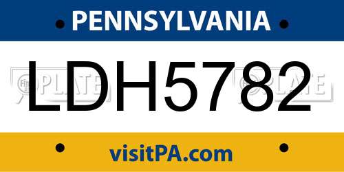 LDH5782 Pennsylvania License Plate