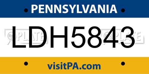 LDH5843 Pennsylvania License Plate