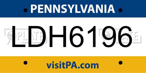 LDH6196 Pennsylvania License Plate