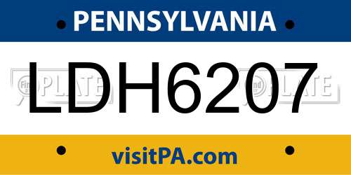 LDH6207 Pennsylvania License Plate