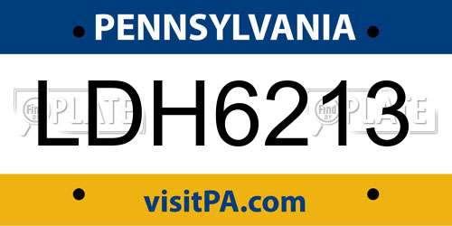 LDH6213 Pennsylvania License Plate