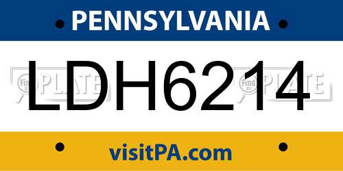 LDH6214 Pennsylvania License Plate