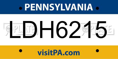 LDH6215 Pennsylvania License Plate
